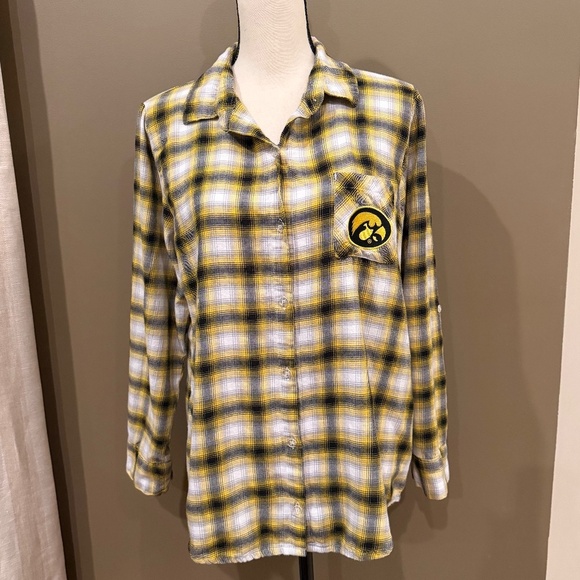 Concepts Sport Tops - Iowa Hawkeyes Women's Concepts Piedmont Flannel Long Sleeve Button Up, Size L
